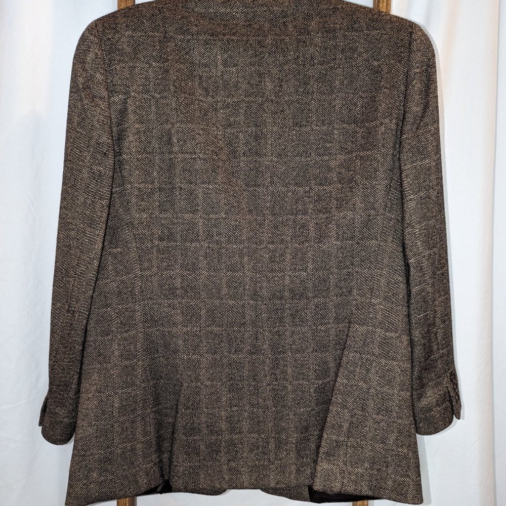 Armani Collezioni Cashmere Houndstooth Brown Women's Blazer - Picture 7 of 8
